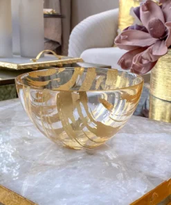 Inspire Me! Home Decor Gold Brushed Glass Snack/ Salad Bowl