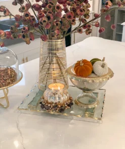 Inspire Me! Home Decor Glass Tray With Hammered Gold Edge