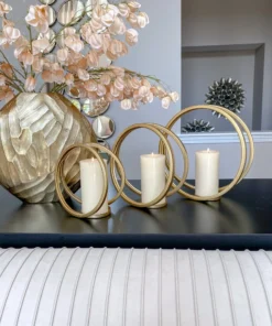 Inspire Me! Home Decor Gold Circle Candle Holders (Set Of 3)