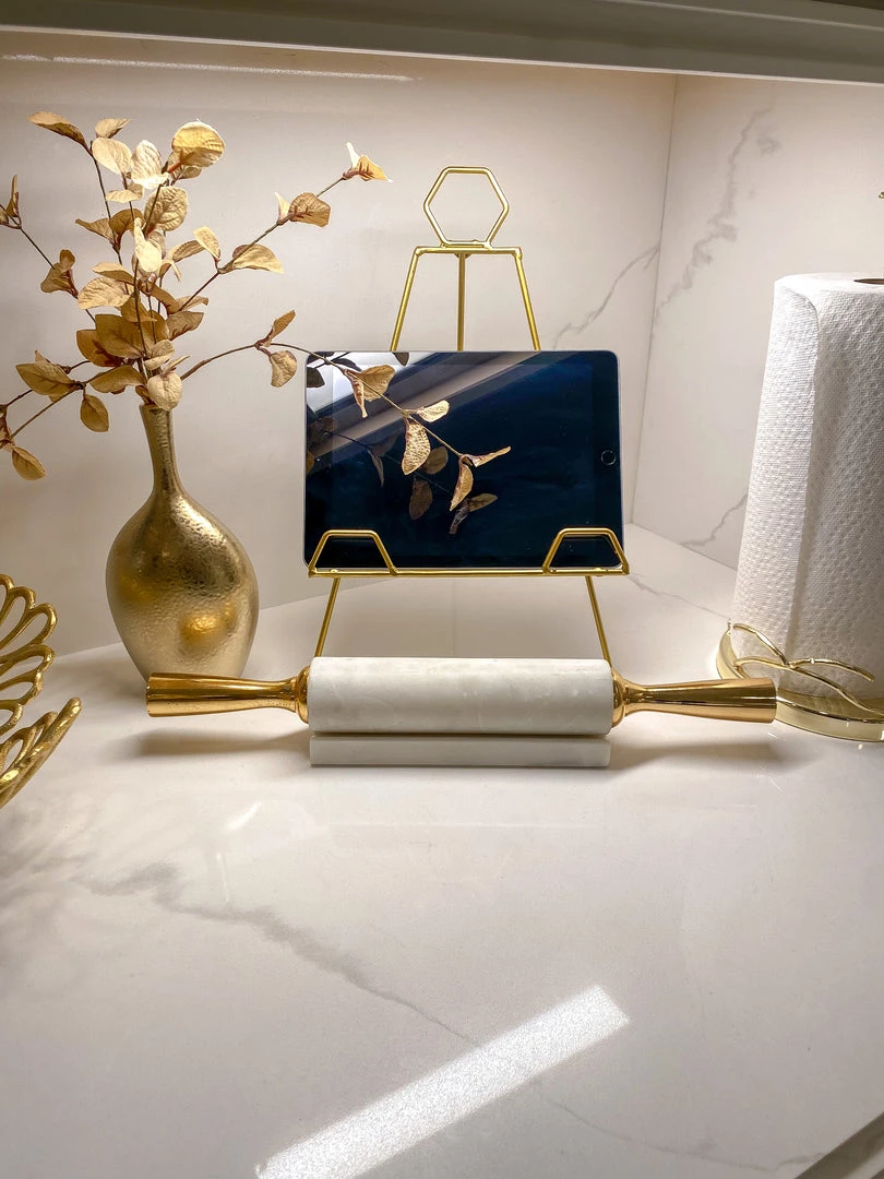 Inspire Me! Home Decor Distressed Gold Handle Marble Decorative Rolling Pin 3 Inspire Me! Home Decor Distressed Gold Handle Marble Decorative Rolling Pin