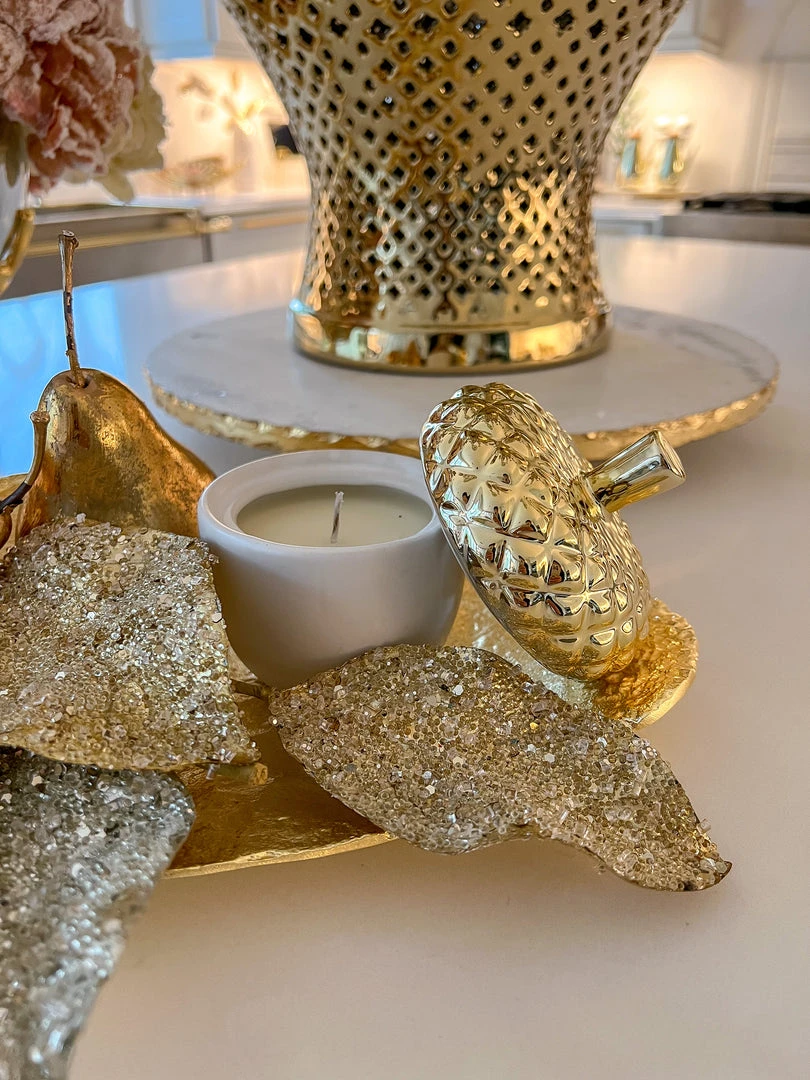 Inspire Me! Home Decor White Acorn Candle With Gold Top 4 Inspire Me! Home Decor White Acorn Candle With Gold Top