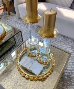 Inspire Me! Home Decor Glass Candle Holder With Gold Metal Floral Details (2 Sizes) 17 Inspire Me! Home Decor Glass Candle Holder With Gold Metal Floral Details (2 Sizes)