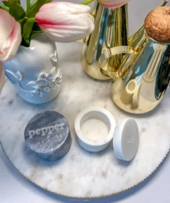 Inspire Me! Home Decor Black And White Marble Salt And Pepper Containers