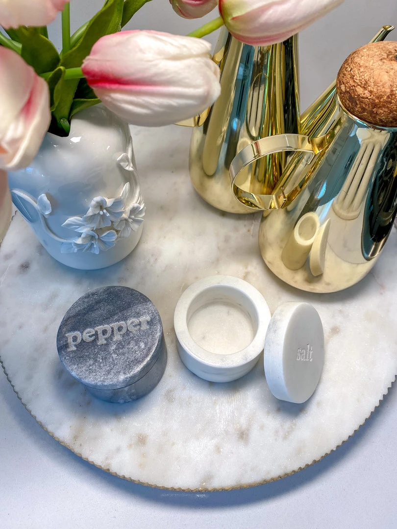 Inspire Me! Home Decor Black And White Marble Salt And Pepper Containers 4 Inspire Me! Home Decor Black And White Marble Salt And Pepper Containers