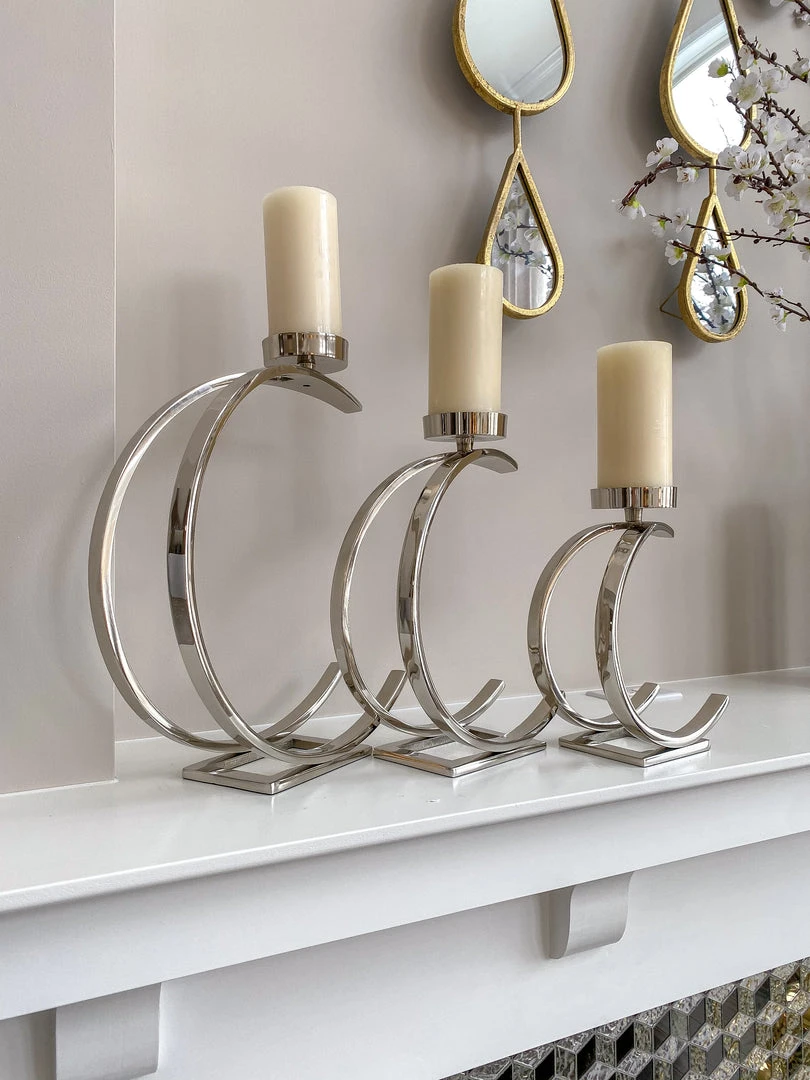 Inspire Me! Home Decor Silver Semi-Circle W/ Marble Top Candle Holder (3 Sizes) 5 Inspire Me! Home Decor Silver Semi-Circle W/ Marble Top Candle Holder (3 Sizes)