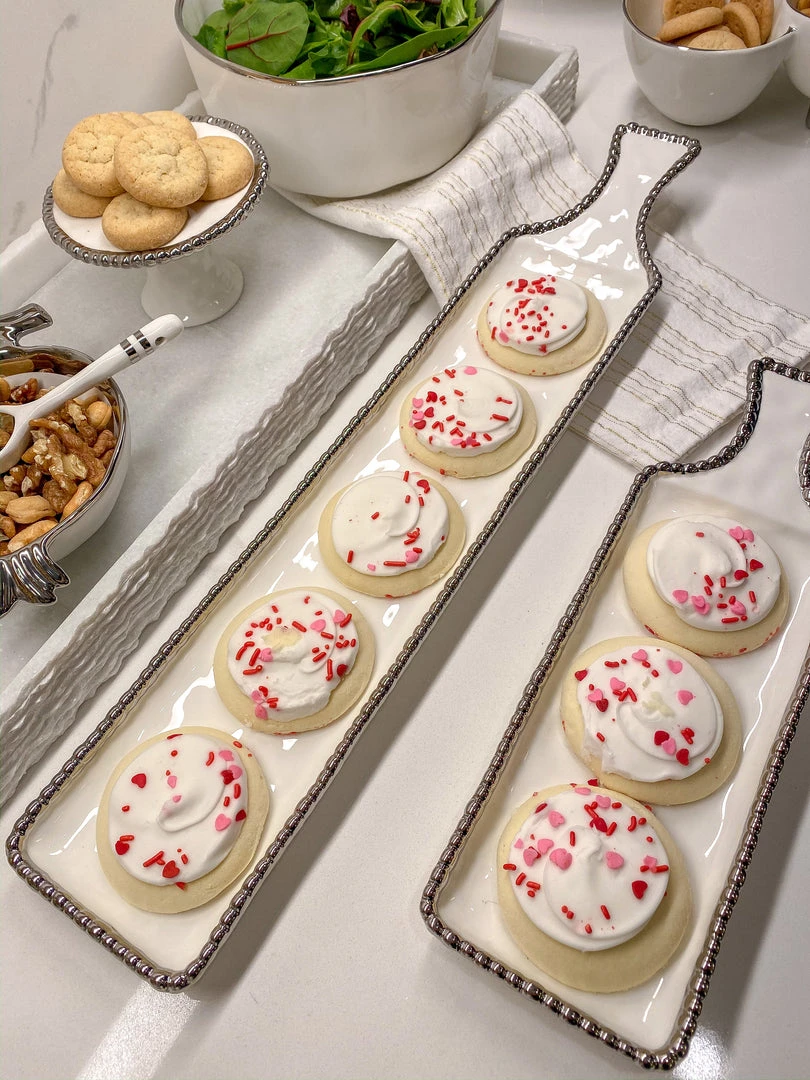 Inspire Me! Home Decor Short Silver And White Beaded Tray 5 Inspire Me! Home Decor Short Silver And White Beaded Tray