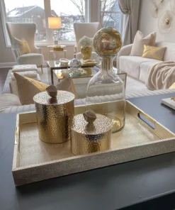 Inspire Me! Home Decor Golden Faux Leather Tray, Set Of 3