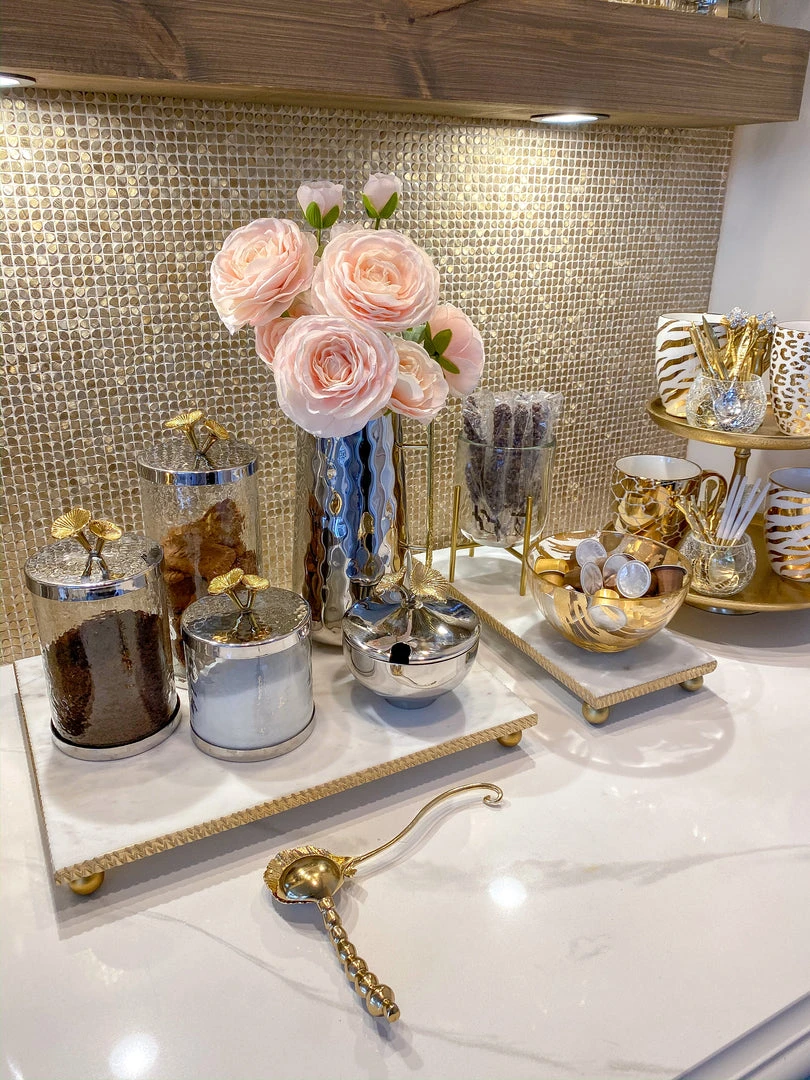 Inspire Me! Home Decor White Marble Tray W/ Gold Textured Edge (2 Size) 8 Inspire Me! Home Decor White Marble Tray W/ Gold Textured Edge (2 Size)