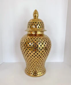 Inspire Me! Home Decor Gold Pierced Ginger Jar