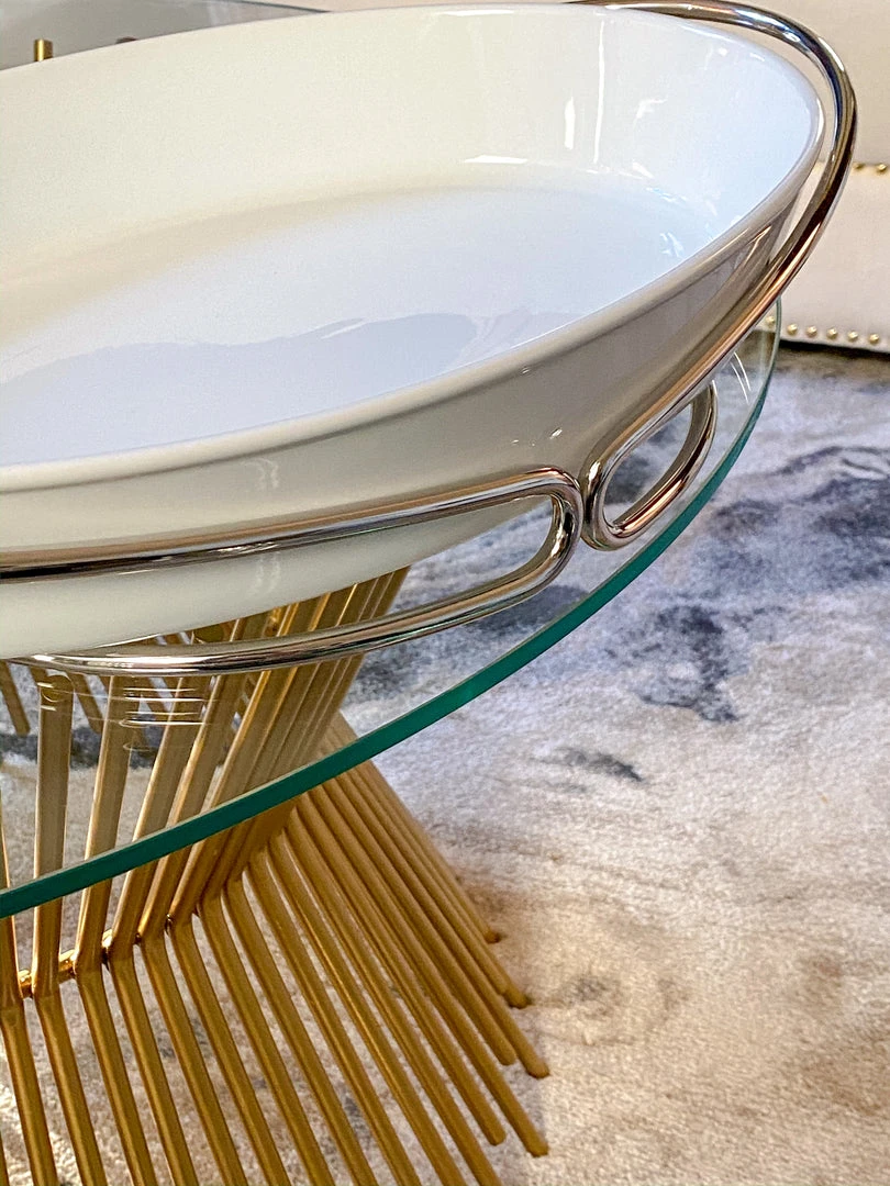 Inspire Me! Home Decor Oval Porcelain Serveware With Metal Base (2 Colors) 7 Inspire Me! Home Decor Oval Porcelain Serveware With Metal Base (2 Colors)