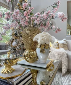 Inspire Me! Home Decor Gold Cascading Floral And White Vase 14 Inspire Me! Home Decor Gold Cascading Floral And White Vase