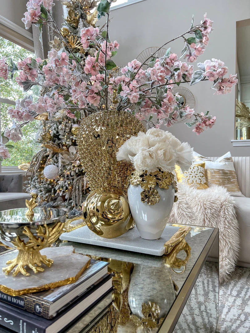 Inspire Me! Home Decor Gold Cascading Floral And White Vase 6 Inspire Me! Home Decor Gold Cascading Floral And White Vase
