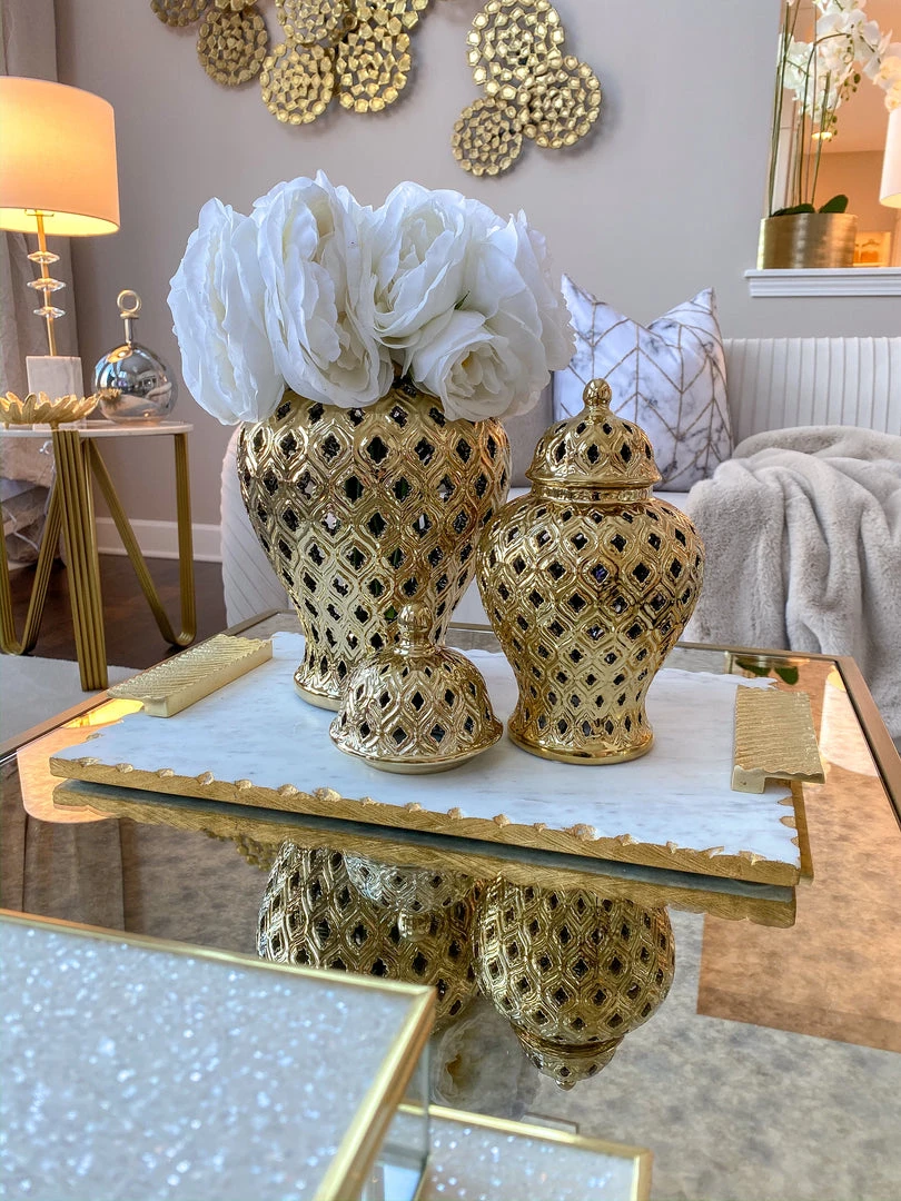 Inspire Me! Home Decor Extra Mini/Miniature Gold Ginger Jar 5 Inspire Me! Home Decor Extra Mini/Miniature Gold Ginger Jar