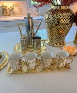 Inspire Me! Home Decor Gold Textured Ruffle Coffee/Tea Set Collection (4 Items Sold Individually)