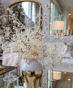 Inspire Me! Home Decor White And Gold Berry Stem