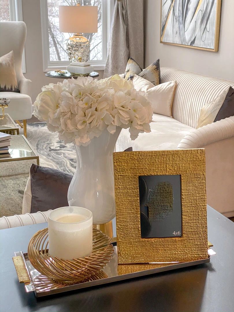 Inspire Me! Home Decor White Glass Vase With Gold Metal Base 8 Inspire Me! Home Decor White Glass Vase With Gold Metal Base