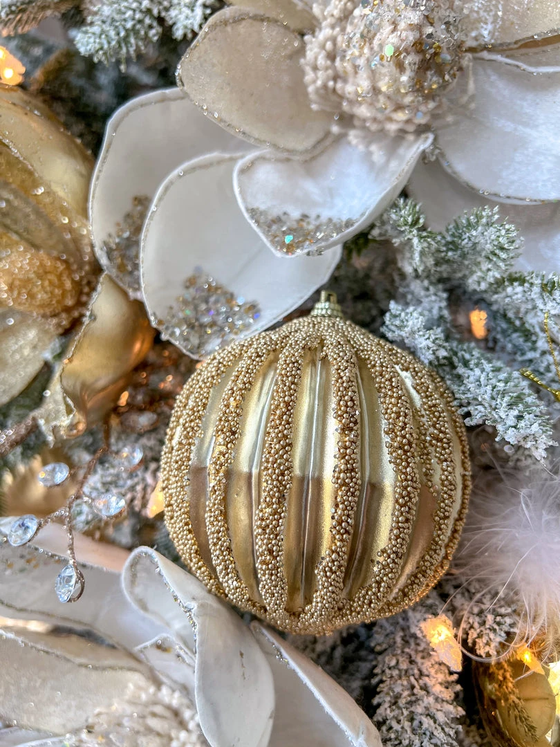Inspire Me! Home Decor Gold Ribbed Orb Ornaments (2 Colors) 3 Inspire Me! Home Decor Gold Ribbed Orb Ornaments (2 Colors)