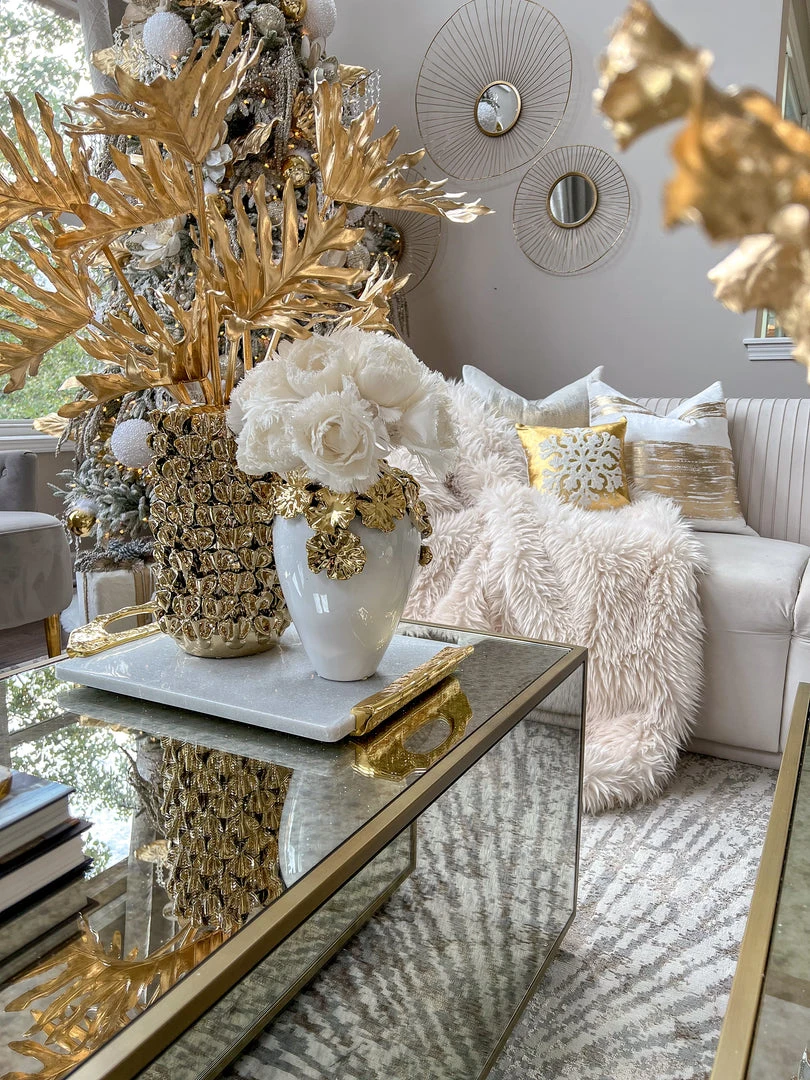 Inspire Me! Home Decor Gold Cascading Floral And White Vase 10 Inspire Me! Home Decor Gold Cascading Floral And White Vase