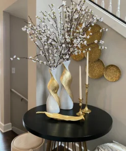 Inspire Me! Home Decor Gold And White Twisted Vase (2 Sizes) 20 Inspire Me! Home Decor Gold And White Twisted Vase (2 Sizes)