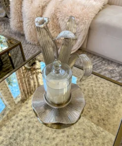 Inspire Me! Home Decor Large Flower Hurricane Candle Holder (2 Colors)