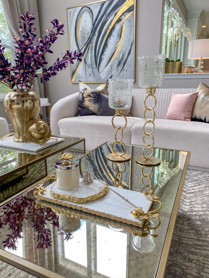 Inspire Me! Home Decor Crackled Glass Link Standing Candle Holder (2 Sizes) 4 Inspire Me! Home Decor Crackled Glass Link Standing Candle Holder (2 Sizes)