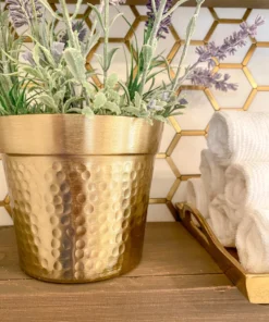 Inspire Me! Home Decor Gold Metal Hammered Pot