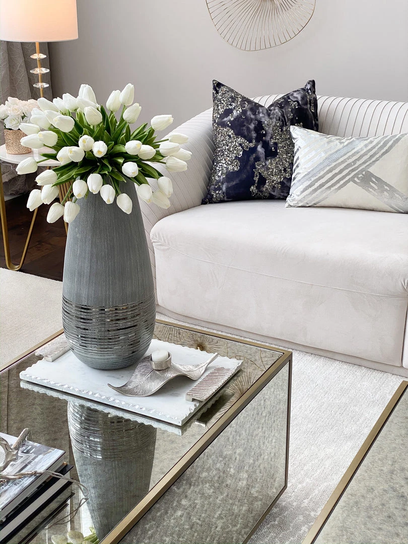 Inspire Me! Home Decor Marble Tray W/ Silver Edge And Textured Handles 3 Inspire Me! Home Decor Marble Tray W/ Silver Edge And Textured Handles