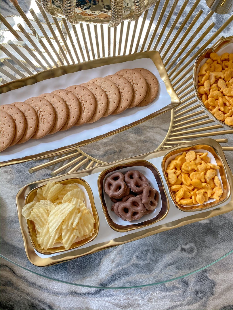 Inspire Me! Home Decor 3 Square Snack Bowls W/Tray Set Gold 8 Inspire Me! Home Decor 3 Square Snack Bowls W/Tray Set Gold