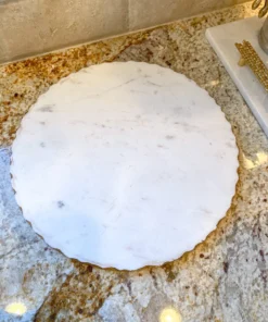 Inspire Me! Home Decor Round Marble Tray With Gold Edge