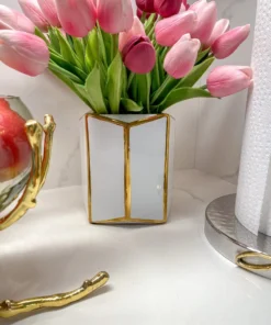 Inspire Me! Home Decor Gold And White Octagon Vase