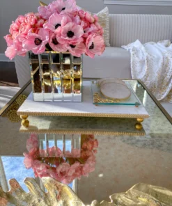 Inspire Me! Home Decor White Marble Tray W/ Gold Textured Edge (2 Size) 15 Inspire Me! Home Decor White Marble Tray W/ Gold Textured Edge (2 Size)