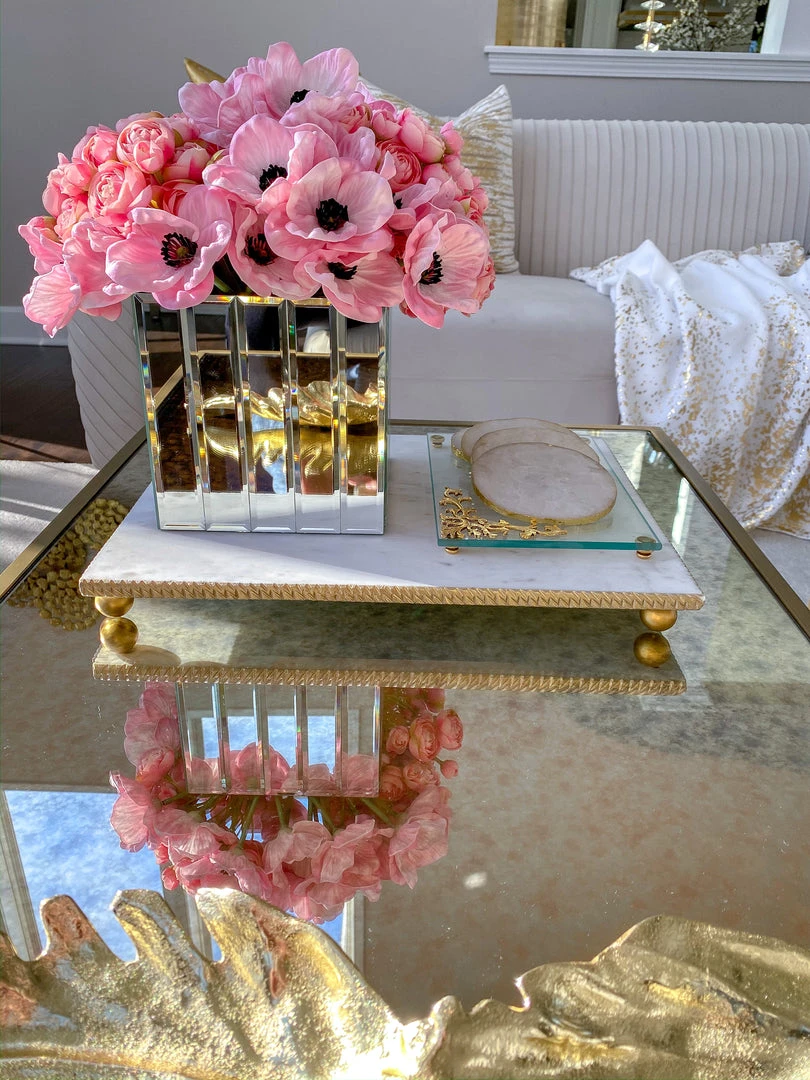 Inspire Me! Home Decor White Marble Tray W/ Gold Textured Edge (2 Size) 6 Inspire Me! Home Decor White Marble Tray W/ Gold Textured Edge (2 Size)