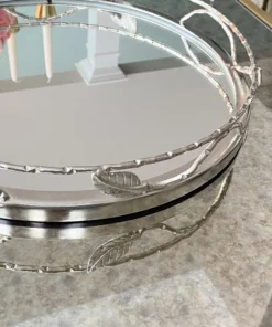 Inspire Me! Home Decor Silver Mirrored Leaf Tray