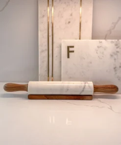 Inspire Me! Home Decor Marble & Acacia Wood Rolling Pin With Rest KITCHEN