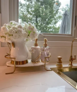 Inspire Me! Home Decor Set Of 2 Hammered Glass Pumps With Gold Tops And White Jeweled Flower Details