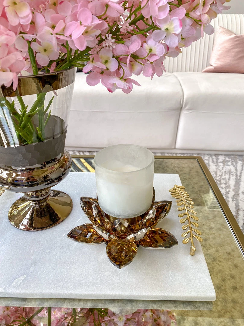 Inspire Me! Home Decor Amber Crystal Flower Candle Holder 3 Inspire Me! Home Decor Amber Crystal Flower Candle Holder