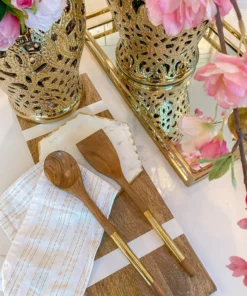 Inspire Me! Home Decor Wood Servers W/ Gold Metal Handles