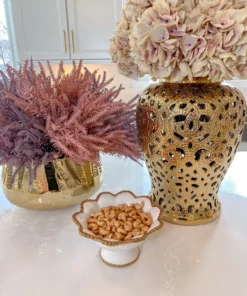 Inspire Me! Home Decor Gold And White Beaded Pedestal Bowl 13 Inspire Me! Home Decor Gold And White Beaded Pedestal Bowl