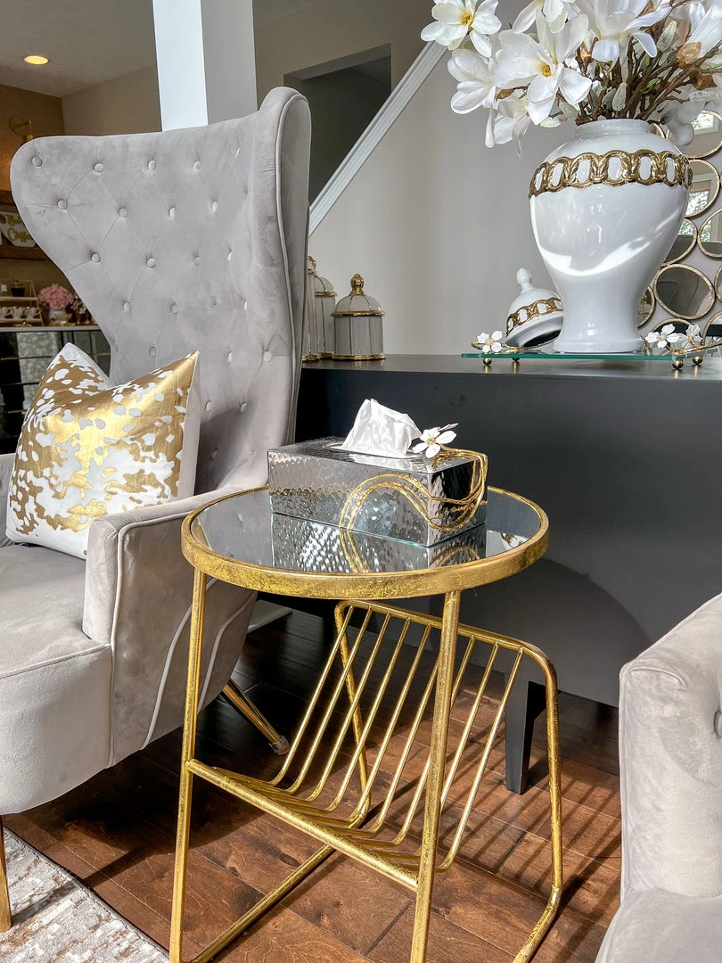 Inspire Me! Home Decor Silver Tissue Box Cover With White Jeweled Flower Details 3 Inspire Me! Home Decor Silver Tissue Box Cover With White Jeweled Flower Details