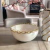 Inspire Me! Home Decor White Bowl With Chain Rim 1 Inspire Me! Home Decor White Bowl With Chain Rim
