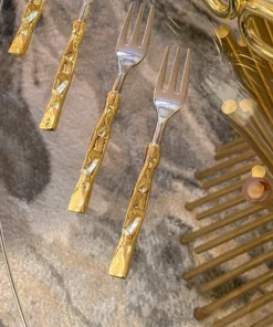 Inspire Me! Home Decor Crumpled Gold Handle Dessert Forks (Set Of 4)