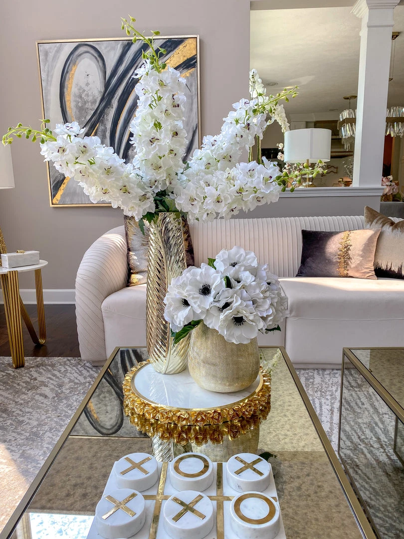 Inspire Me! Home Decor Round Marble Tray With Gold Floral Edge 8 Inspire Me! Home Decor Round Marble Tray With Gold Floral Edge