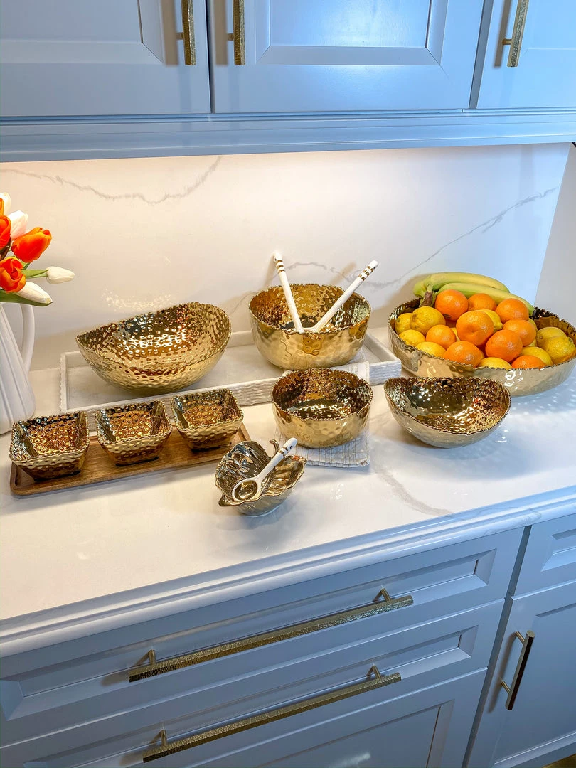 Inspire Me! Home Decor X-Large Textured Gold Shallow Bowl 5 Inspire Me! Home Decor X-Large Textured Gold Shallow Bowl