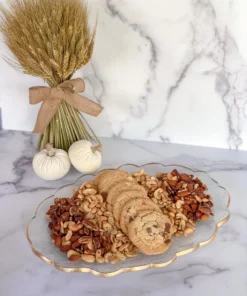 Inspire Me! Home Decor Gold Scalloped Edge Oblong Glass Tray