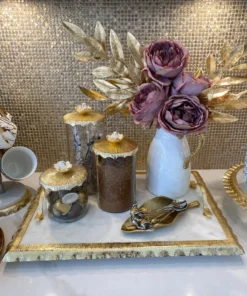 Inspire Me! Home Decor Glass Canister With Metal Floral Lid (3 Sizes) (2 Colors)