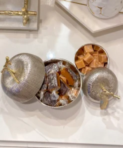 Inspire Me! Home Decor Silver And Gold Apple Shaped Snack Jar (2 Sizes)