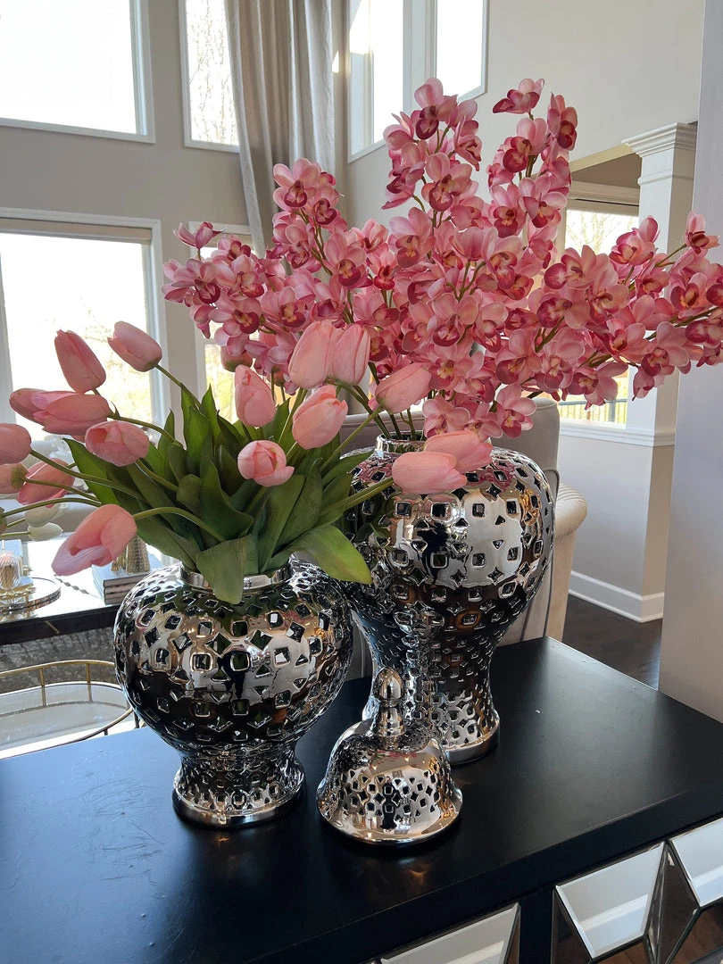 Inspire Me! Home Decor Silver Pierced Patterned Ginger Jar Pierced (2 Sizes) 3 Inspire Me! Home Decor Silver Pierced Patterned Ginger Jar Pierced (2 Sizes)