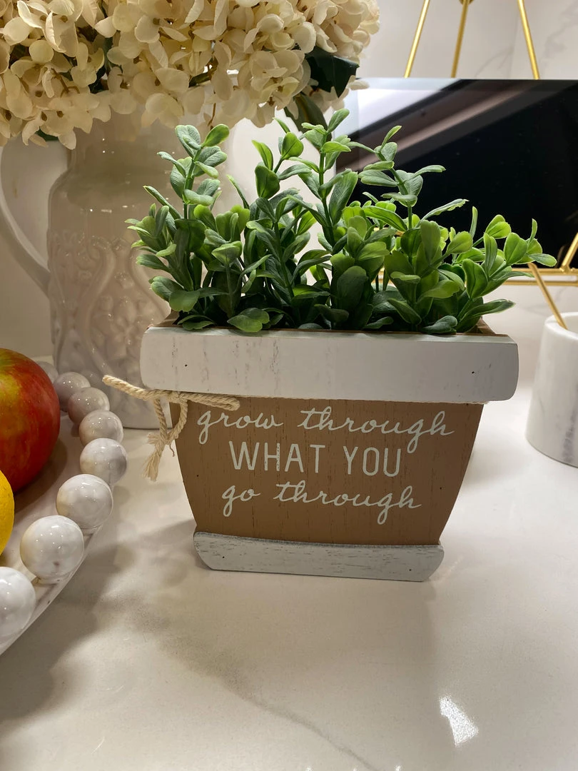 Inspire Me! Home Decor Faux Foliage Potted Inspirational Sign (3 Styles) 3 Inspire Me! Home Decor Faux Foliage Potted Inspirational Sign (3 Styles)
