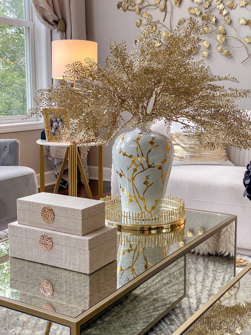 Inspire Me! Home Decor White Vase With Gold Floral Detail (2 Sizes) 6 Inspire Me! Home Decor White Vase With Gold Floral Detail (2 Sizes)