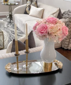 Inspire Me! Home Decor White Glass Vase With Gold Metal Base 11 Inspire Me! Home Decor White Glass Vase With Gold Metal Base